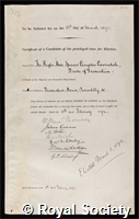 Cavendish, Spencer Compton, 8th Duke of Devonshire: certificate of election to the Royal Society