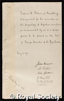Kuhne, Willy: certificate of election to the Royal Society