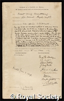 Armstrong, Robert Young: certificate of election to the Royal Society