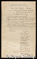 Beddard, Frank Evers: certificate of election to the Royal Society
