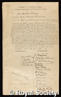 Fleming, Sir John Ambrose: certificate of election to the Royal Society