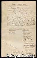 Hutton, Frederick Wollaston: certificate of election to the Royal Society