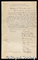 Dunstan, Sir Wyndham Rowland: certificate of election to the Royal Society