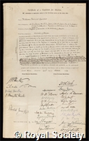 Gairdner, Sir William Tennant: certificate of election to the Royal Society