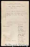 Wallace, Alfred Russel: certificate of election to the Royal Society