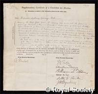Young, Sydney: certificate of election to the Royal Society