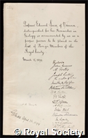 Suess, Eduard: certificate of election to the Royal Society