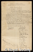 Jones, John Viriamu: certificate of election to the Royal Society