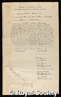 Love, Augustus Edward Hough: certificate of election to the Royal Society
