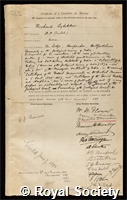 Lydekker, Richard: certificate of election to the Royal Society