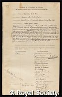 Smith, Frederick John: certificate of election to the Royal Society