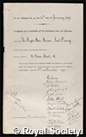 Davey, Horace, Baron Davey: certificate of election to the Royal Society