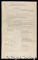 Wolfe-Barry, Sir John Wolfe: certificate of election to the Royal Society