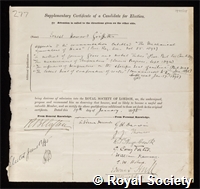 Griffiths, Ernest Howard: certificate of election to the Royal Society