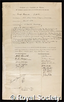 Griffiths, Ernest Howard: certificate of election to the Royal Society