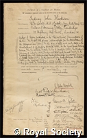 Hickson, Sydney John: certificate of election to the Royal Society