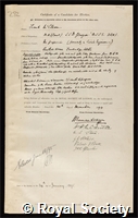 McClean, Frank: certificate of election to the Royal Society