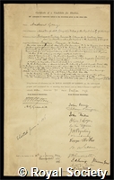 Gray, Andrew: certificate of election to the Royal Society