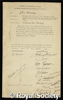Murray, Sir John: certificate of election to the Royal Society