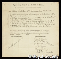 Wilson, William Edward: certificate of election to the Royal Society