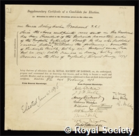 Woodward, Horace Bolingbroke: certificate of election to the Royal Society