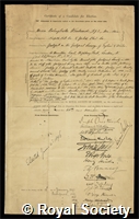 Woodward, Horace Bolingbroke: certificate of election to the Royal Society