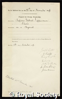 Lippmann, Gabriel Jonas: certificate of election to the Royal Society