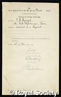 Amagat, Emile Hilaire: certificate of election to the Royal Society