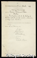 Cohn, Ferdinand Julius: certificate of election to the Royal Society