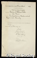 Gibbs, Josiah Willard: certificate of election to the Royal Society