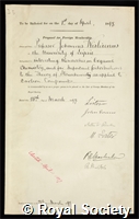 Wislicenus, Johannes: certificate of election to the Royal Society