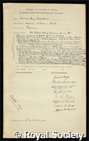 Broadbent, Sir William Henry: certificate of election to the Royal Society