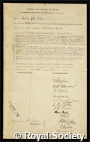 Elwes, Henry John: certificate of election to the Royal Society
