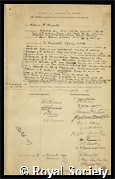 Haswell, William Aitcheson: certificate of election to the Royal Society