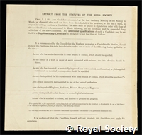 Howes, Thomas George Bond: certificate of election to the Royal Society