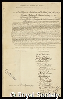 Nicholson, Henry Alleyne: certificate of election to the Royal Society