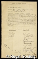 Trouton, Frederick Thomas: certificate of election to the Royal Society