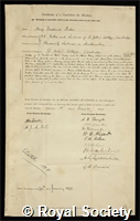 Baker, Henry Frederick: certificate of election to the Royal Society