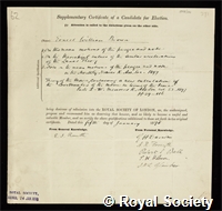 Brown, Ernest William: certificate of election to the Royal Society