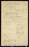 Reid, Edward Waymouth: certificate of election to the Royal Society
