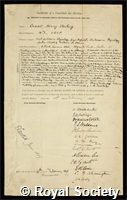 Starling, Ernest Henry: certificate of election to the Royal Society