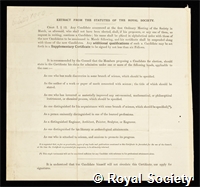Burch, George James: certificate of election to the Royal Society