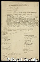 Hill, Sir Leonard Erskine: certificate of election to the Royal Society