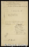 Percy, Henry George, 7th Duke of Northumberland: certificate of election to the Royal Society