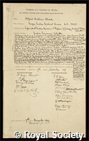 Alcock, Alfred William: certificate of election to the Royal Society