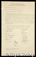 Macdonald, Hector Munro: certificate of election to the Royal Society