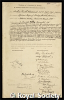 Woodward, Sir Arthur Smith: certificate of election to the Royal Society