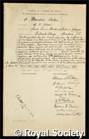 Baker, Herbert Brereton: certificate of election to the Royal Society