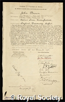 Brown, John: certificate of election to the Royal Society