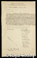 Kidston, Robert: certificate of election to the Royal Society